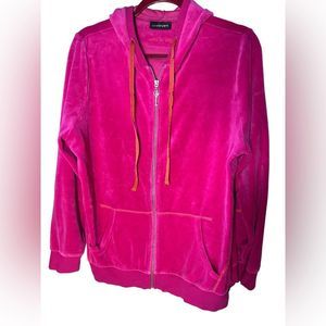 LaneBryant Love is Key Pink Velour Full Zip Hoody Sz 14-16